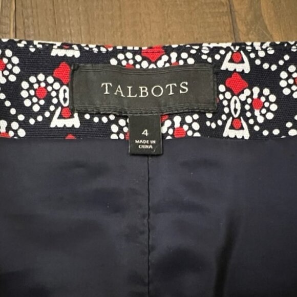 Talbots A-Line Skirt Red White Blue Paisley Stretch - Picture 5 of 5